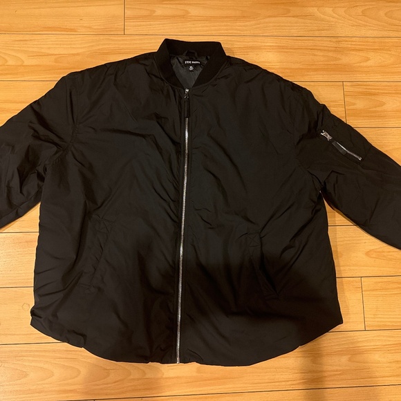 STEVE MADDEN NEW Black Aviator Bomber Jacket XL Insulated Nylon - Picture 1 of 5